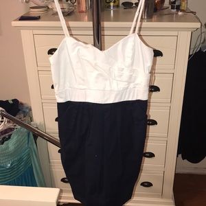 White and blue fitted dress